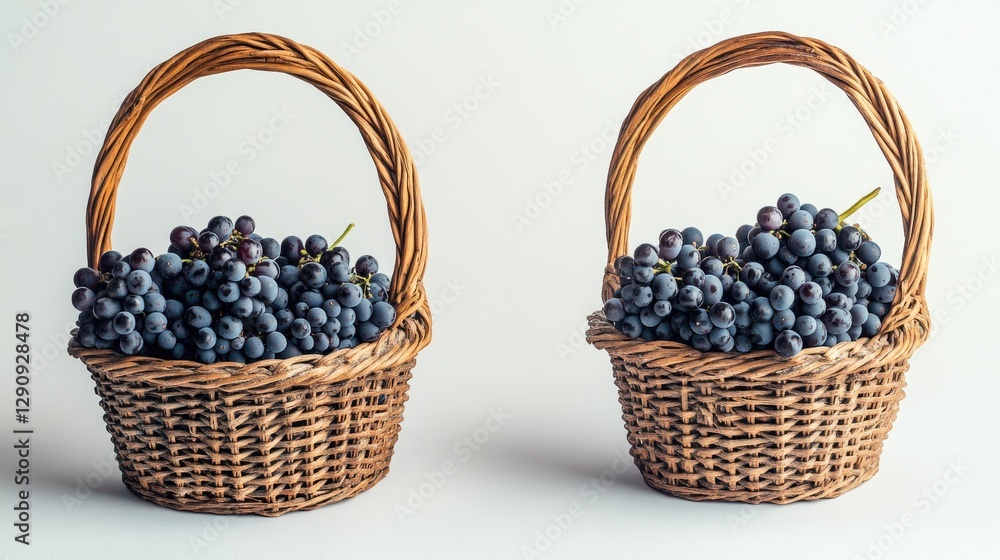 Two Wicker Baskets with Different Grapes, Isolated on White background
Two Wicker Baskets with Different Grapes, Isolated on White background