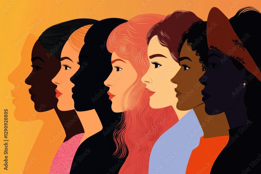 Group of females standing side by side, possibly friends or colleagues Group of females standing side by side, possibly friends or colleagues