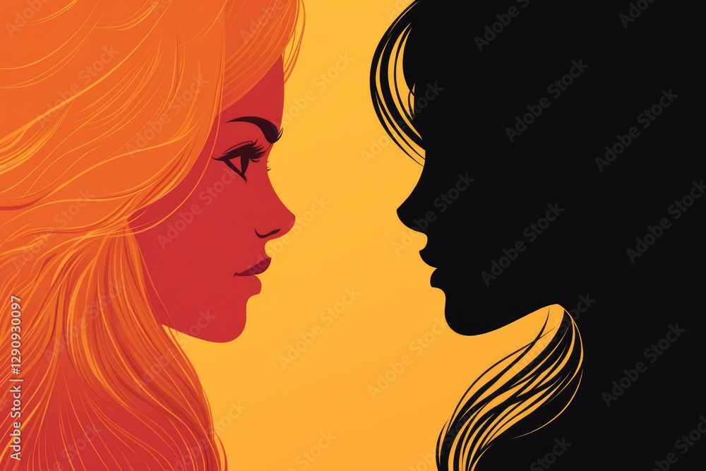 A pair of women stand side by side, possibly friends or partners A pair of women stand side by side, possibly friends or partners