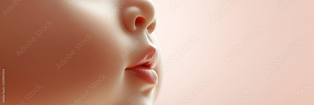 3d background minimalistic mockup with space for text, soft and warm close-up of a babys face with smooth delicate skin 3d background minimalistic mockup with space for text, soft and warm close-up of a babys face with smooth delicate skin