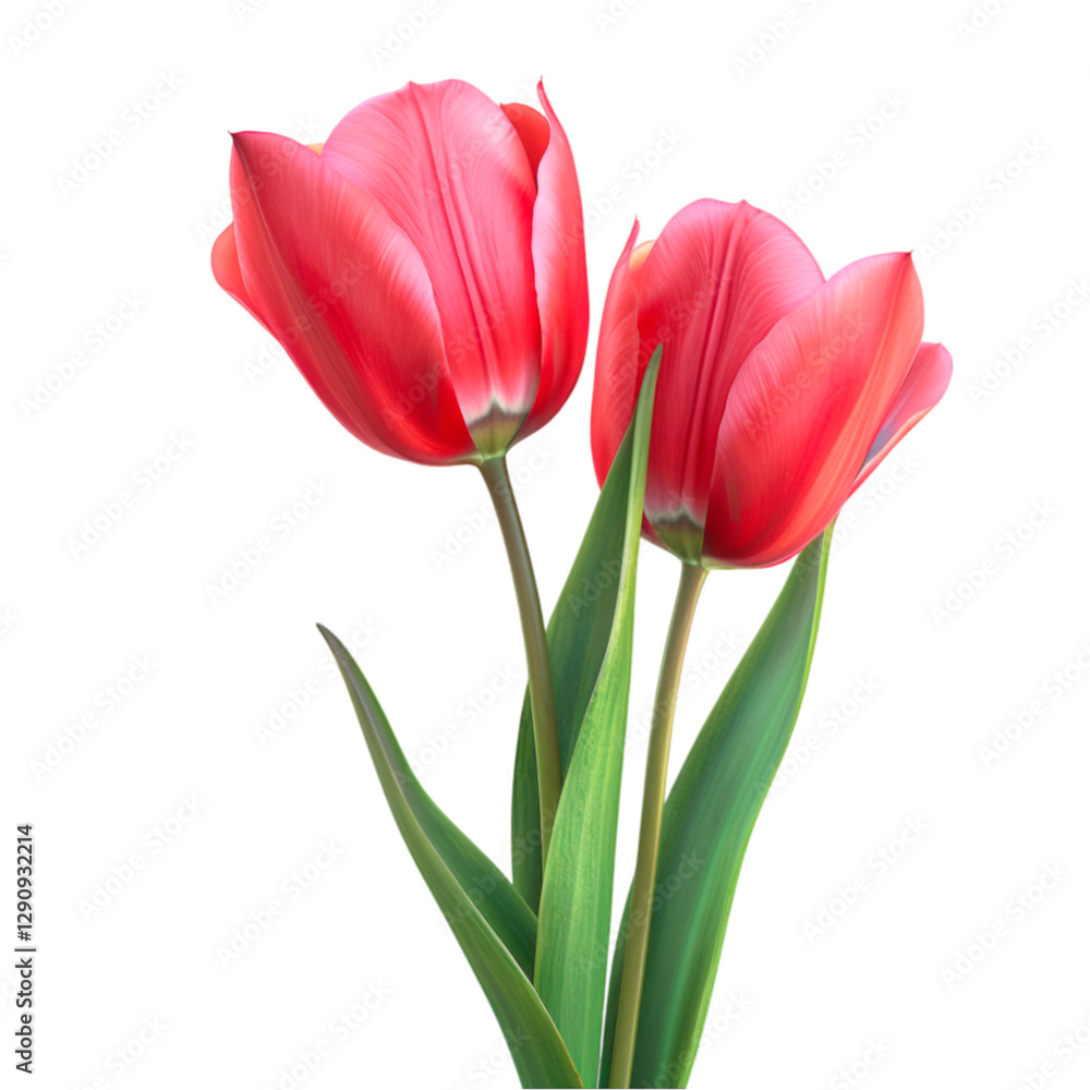 Two Red Tulips Isolated Black Background Beautiful Flowers Spring Bloom Nature Two Red Tulips Isolated Black Background Beautiful Flowers Spring Bloom Nature