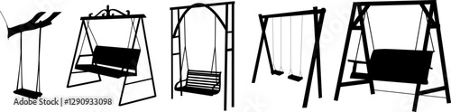 silhouette swing set on white background, vector