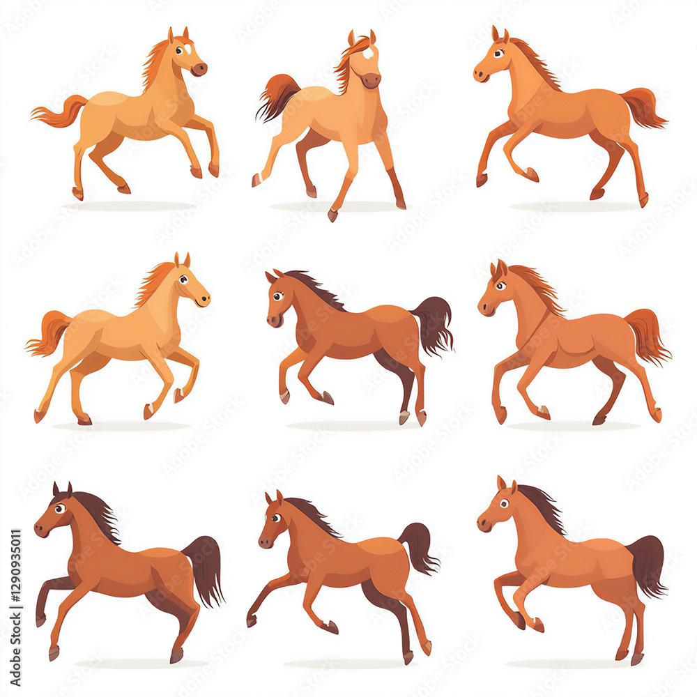 Obraz premium Vivid Cartoon Horse Illustration Ideal for Modern Creative Artworks and Minimalist Visual Design Displays