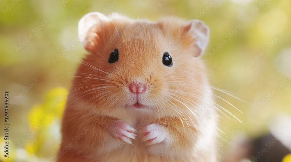 A small brown hamster standing up on its hind legs, with a curious expression A small brown hamster standing up on its hind legs, with a curious expression