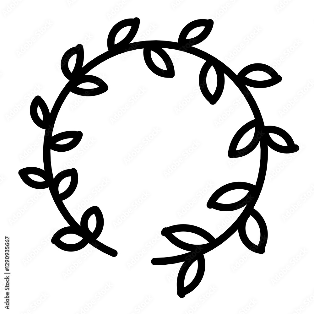 Hand-drawn leaf wreath icon with a simple, natural style. Simple vector art Hand-drawn leaf wreath icon with a simple, natural style. Simple vector art