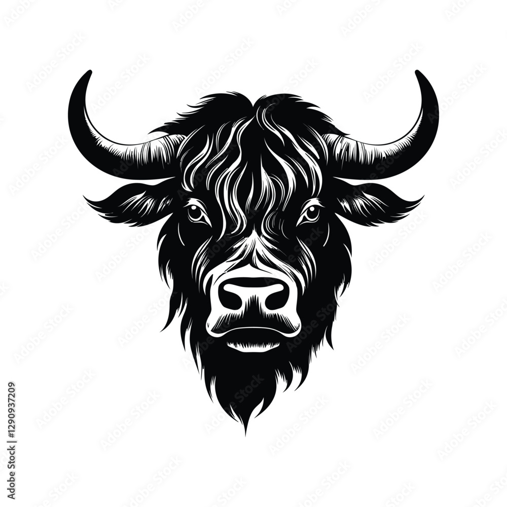 Yak Animal head vector art silhouette Yak Animal head vector art silhouette