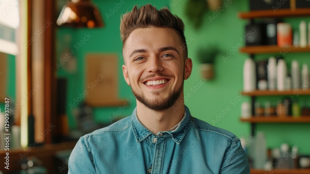 Fototapeta premium happy young man smiling in a shop