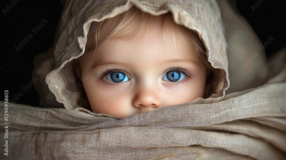 A baby girl wearing a bonnet, looking like a little doll A baby girl wearing a bonnet, looking like a little doll