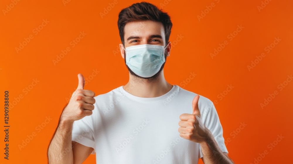 man wearing mask giving thumbs up man wearing mask giving thumbs up