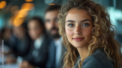 Wallpaper Mural Confident businesswoman, office meeting, colleagues in background, professional image Torontodigital.ca