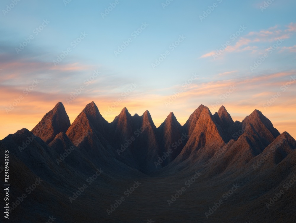 Naklejka premium mountain range at sunset