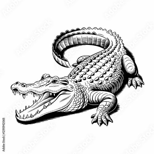 Vintage-Style Alligator Illustration