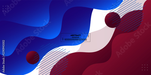 Blue and red geometric business banner design. Creative banner design with wave and circle shape as template. Simple design on white horizontal banner. Vector eps10