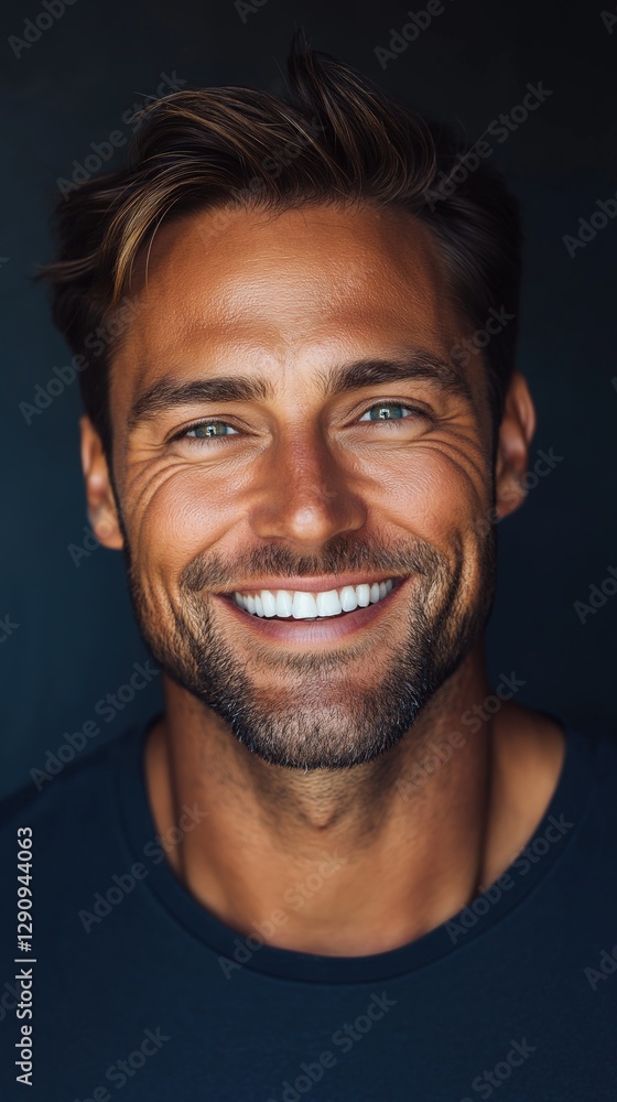 Fototapeta premium attractive man in his early forties smiling confidently with perfect straight teeth