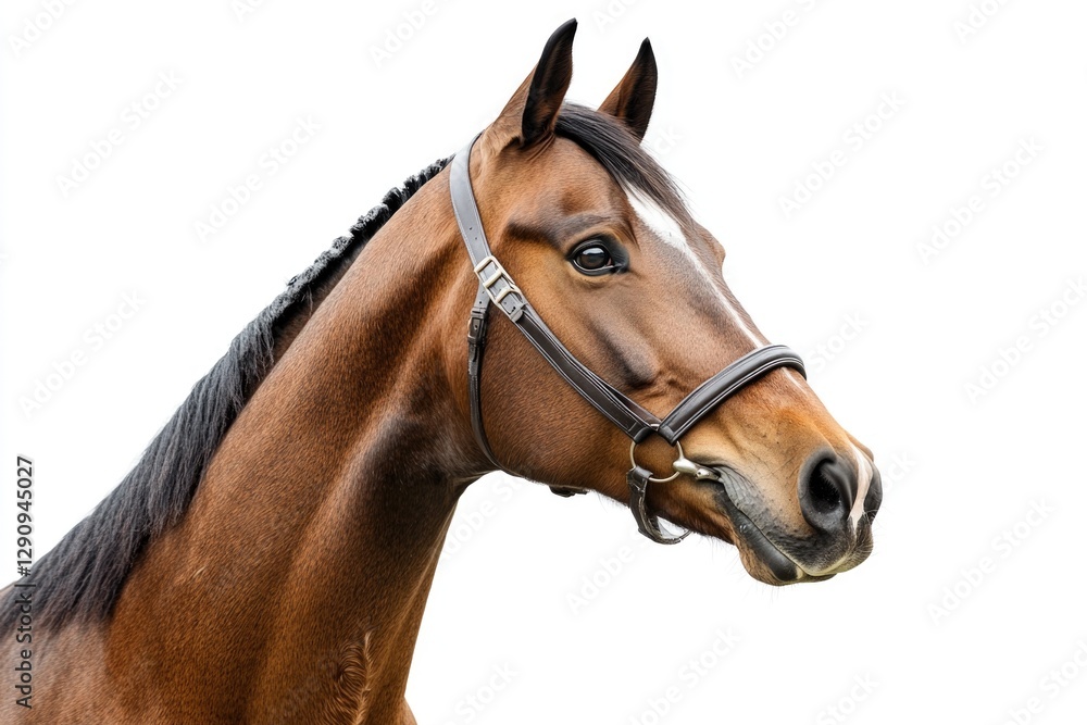 A detailed view of a horse's head and bridle A detailed view of a horse's head and bridle