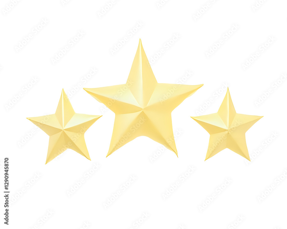 three Gold Stars – Isolated on Transparent Background three Gold Stars – Isolated on Transparent Background