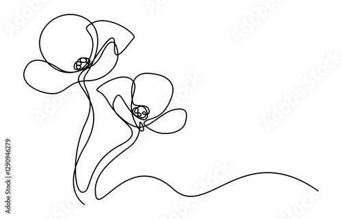 Poppy, Remembrance Day or Veterans Day Continuous Line Drawing