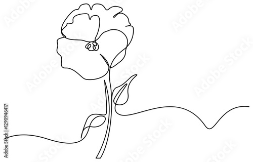Poppy, Remembrance Day or Veterans Day Continuous Line Drawing