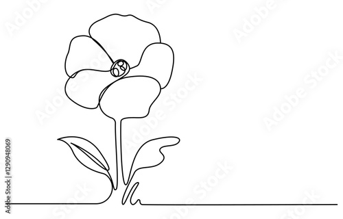 Poppy, Remembrance Day or Veterans Day Continuous Line Drawing
