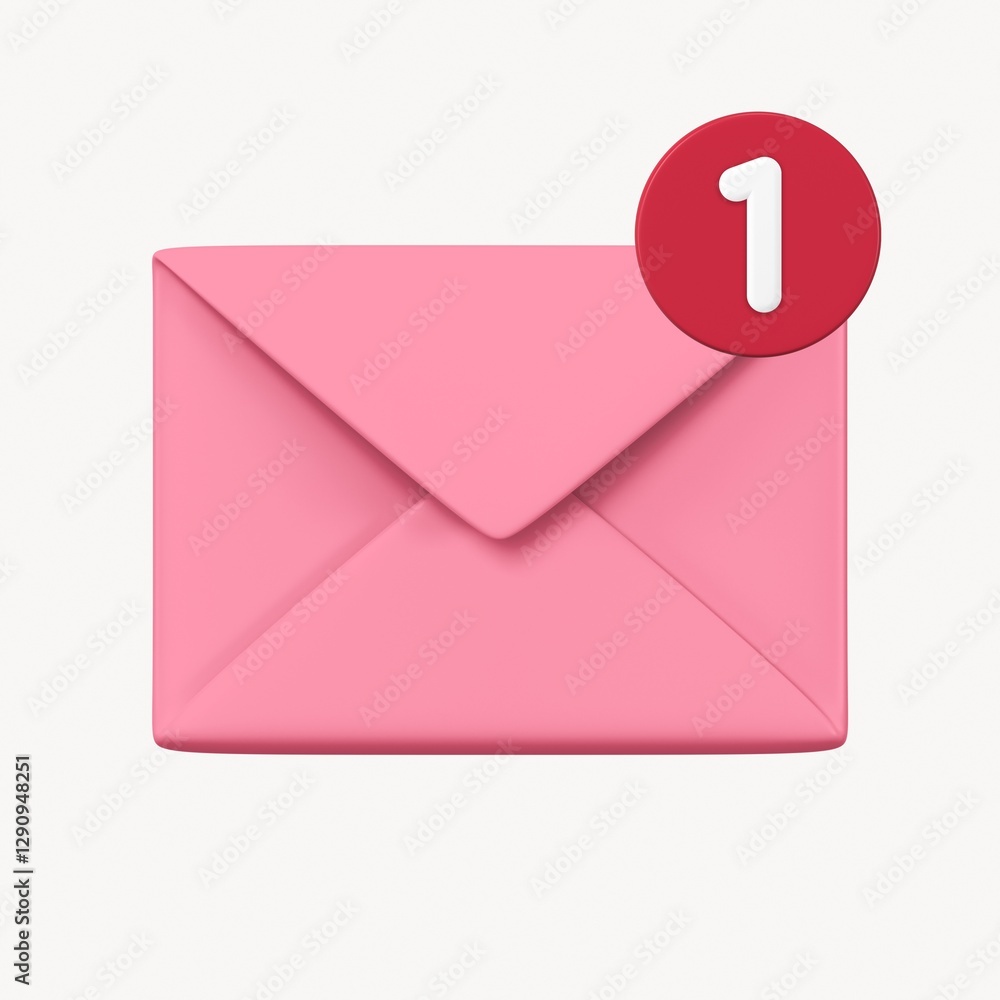 Email notification clipart, 3D envelope in pink Email notification clipart, 3D envelope in pink