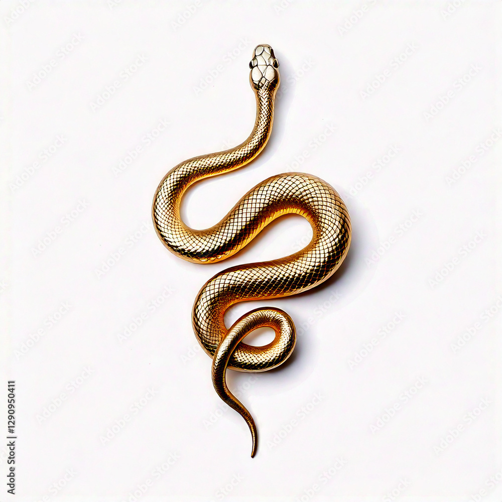Obraz premium golden snake isolated on white 