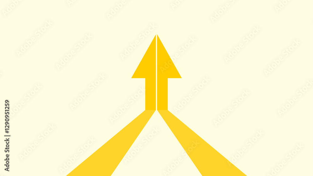 Αυτοκόλλητο two yellow arrows converging and forming a single upward arrow