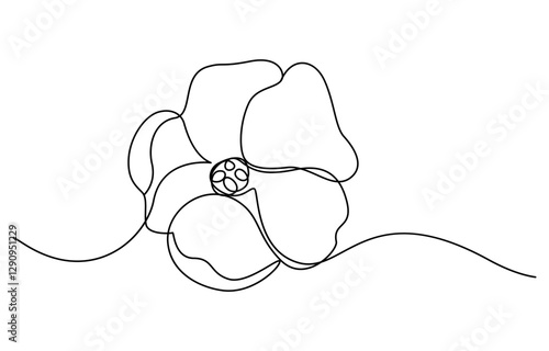 Poppy, Remembrance Day or Veterans Day Continuous Line Drawing