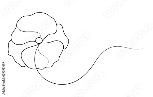 Poppy, Remembrance Day or Veterans Day Continuous Line Drawing
