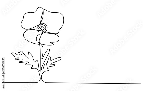Poppy, Remembrance Day or Veterans Day Continuous Line Drawing
