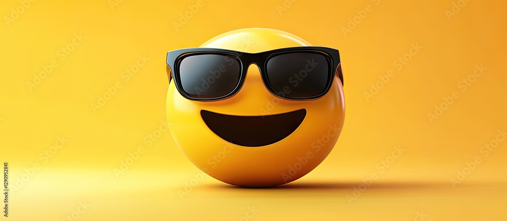 Cheerful yellow emoji with sunglasses centered, showcasing a playful smile against a vibrant orange background, radiating positivity and style. Cheerful yellow emoji with sunglasses centered, showcasing a playful smile against a vibrant orange background, radiating positivity and style.