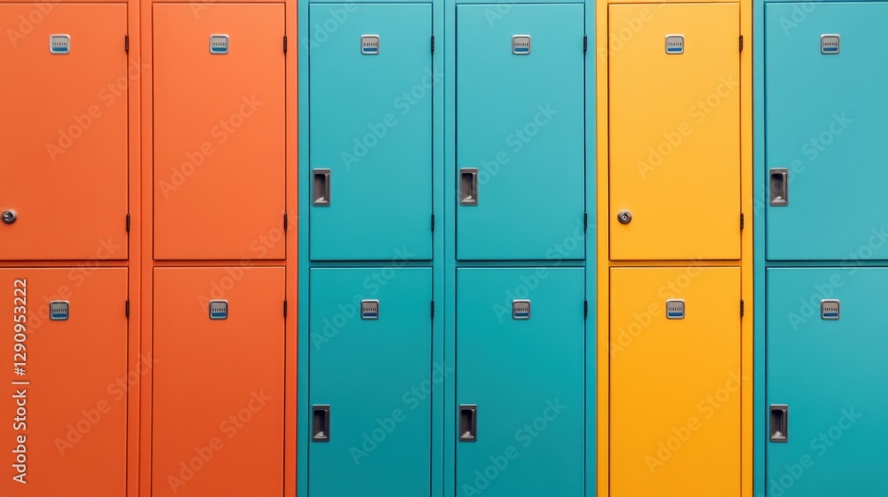 Fototapeta premium Colorful Storage Lockers in a Row