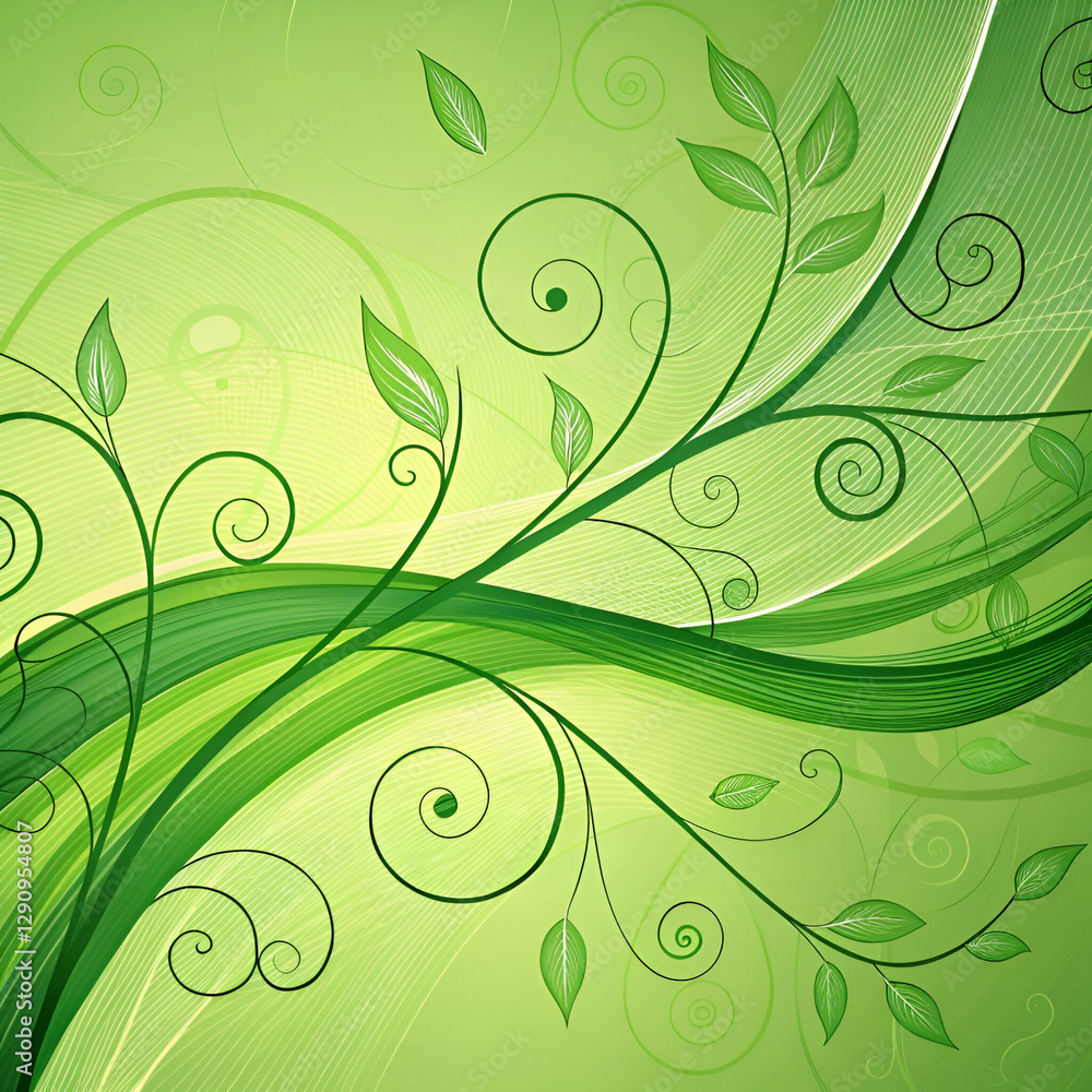 Abstract organic green lines forming a fluid and dynamic wallpaper background. Abstract organic green lines forming a fluid and dynamic wallpaper background.