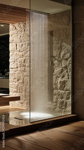 Wallpaper Mural Modern shower with glass and stone design. Torontodigital.ca