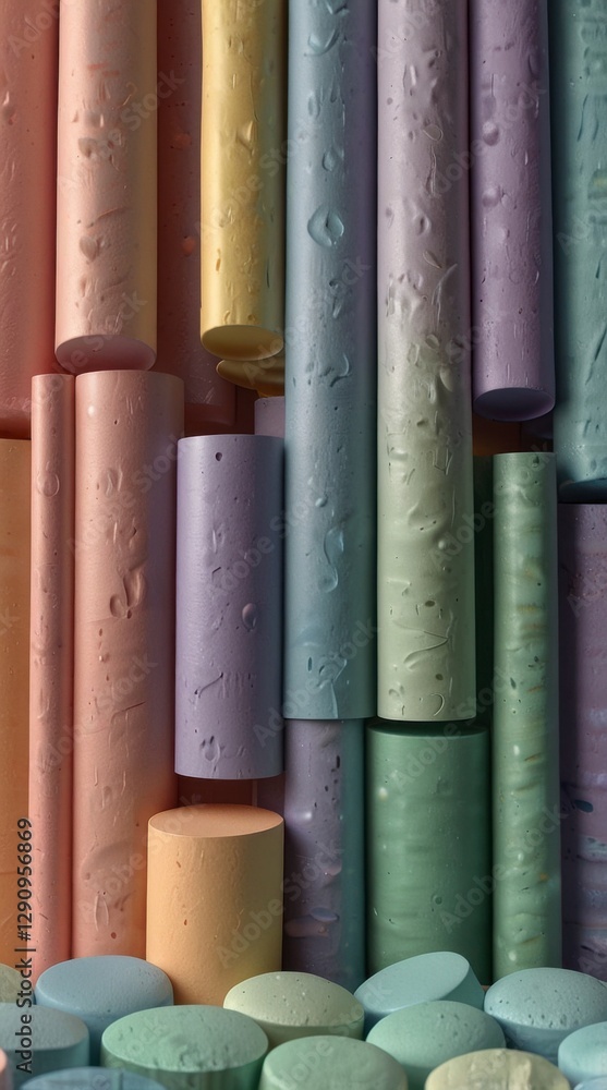 Stacked Pastel Cylinders with Soft Textures Stacked Pastel Cylinders with Soft Textures