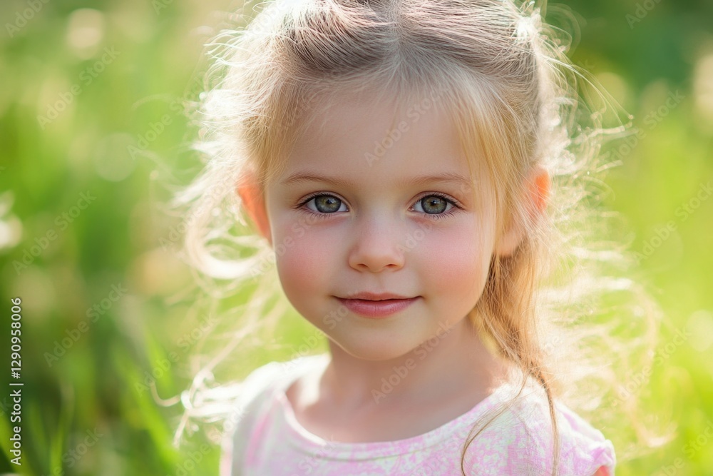 A young child stands amidst tall grass A young child stands amidst tall grass