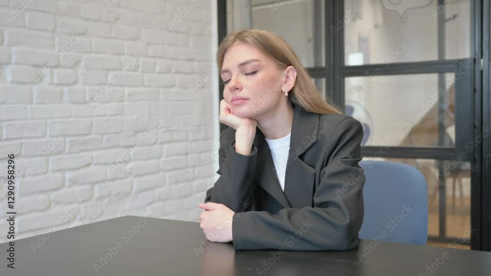 Tired Businesswoman Sleeping in Office, Need Rest Tired Businesswoman Sleeping in Office, Need Rest