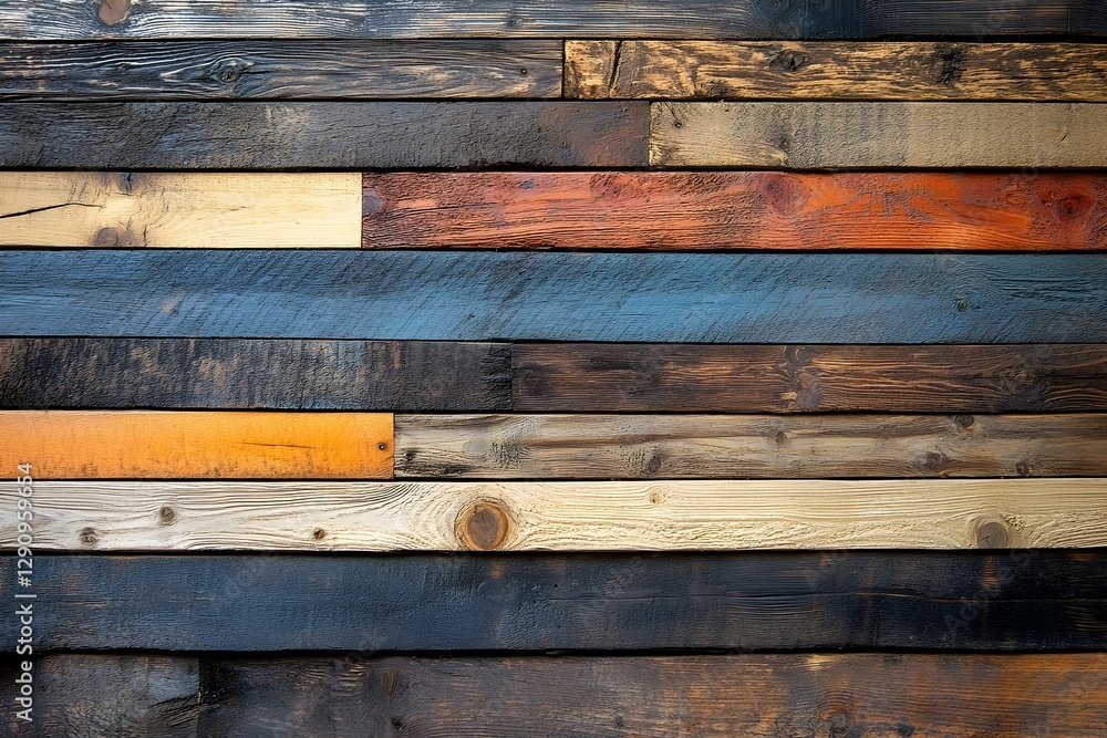 Naklejka premium Rustic Wooden Backdrop with Mixed Tones and Textures for Organic and Natural Compositions
