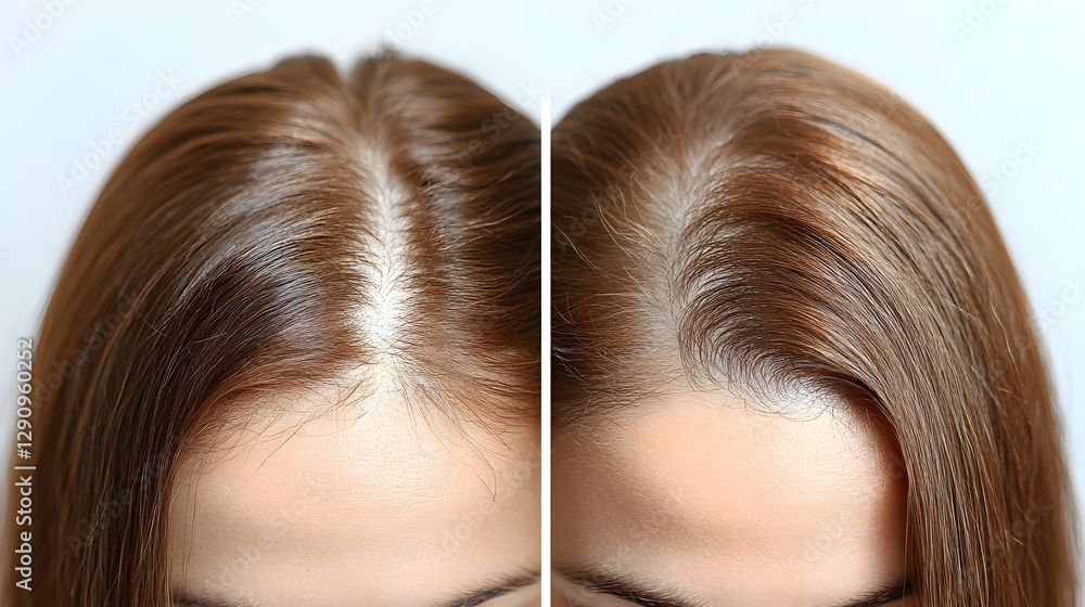 Side by Side Comparison of Scalp Before and After Hair Regrowth Treatment Side by Side Comparison of Scalp Before and After Hair Regrowth Treatment