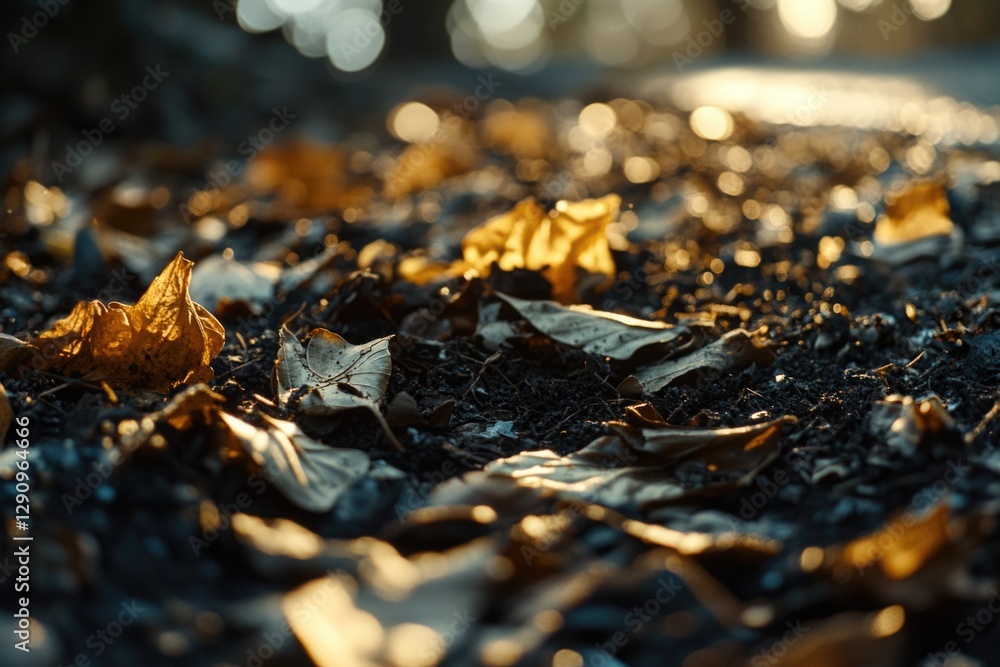 A bundle of leaves on the ground, captured in a close-up shot A bundle of leaves on the ground, captured in a close-up shot