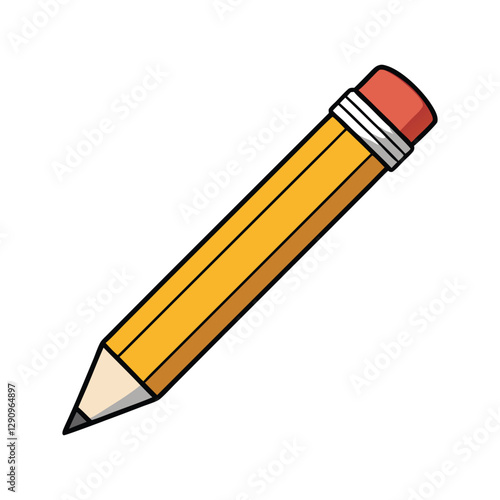 Yellow Pencil with Eraser - High-Quality Vector Illustration