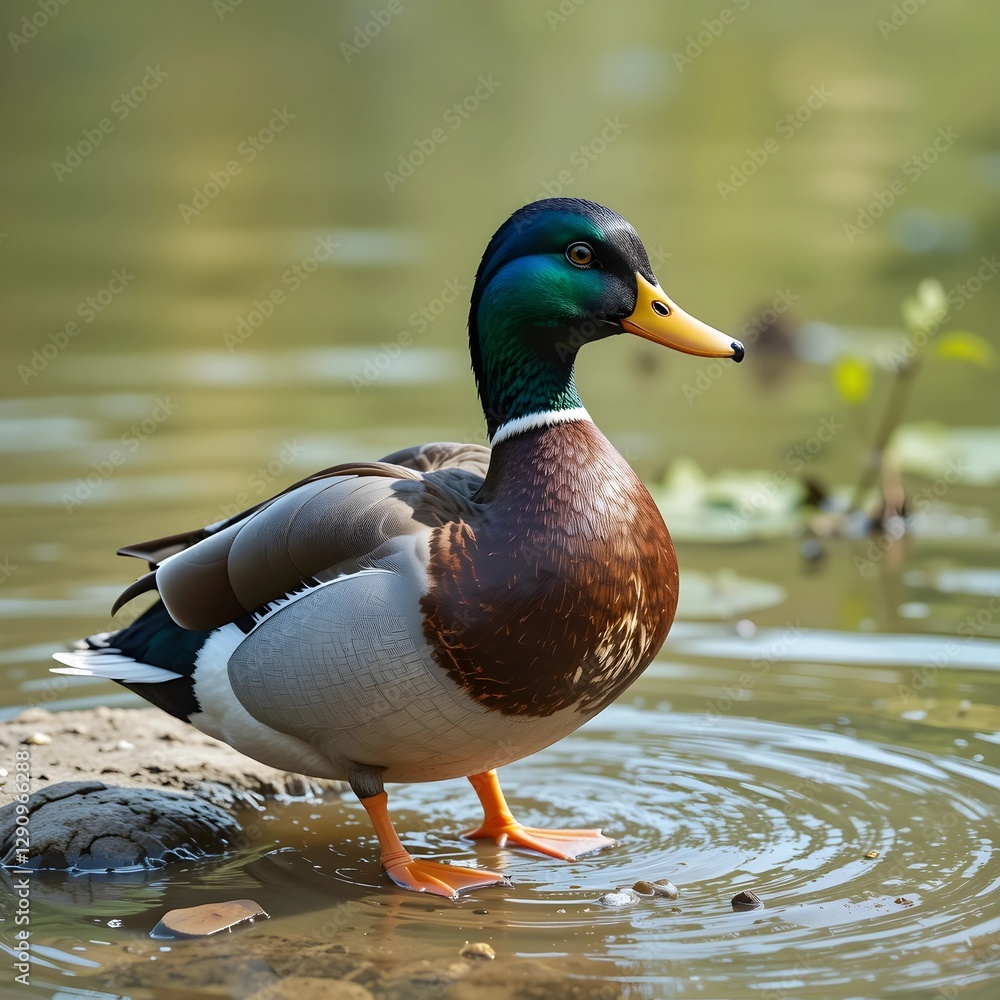 Fototapeta premium Beautiful Spotted Duck by the Water