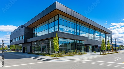 Wallpaper Mural Insurance office exterior with glass windows showcasing modern architecture, reflecting professionalism and transparency in financial services and client trust. Torontodigital.ca