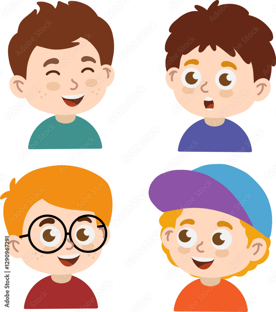 Cute Cartoon Vector Illustration of a Little Boy’s Face Cute Cartoon Vector Illustration of a Little Boy’s Face