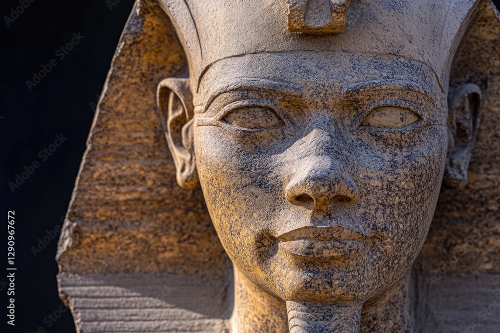Fototapeta premium A close-up view of an Egyptian woman statue with intricate details and hieroglyphics