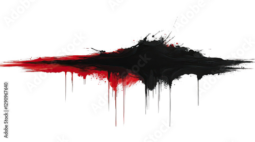 Ink Fusion: A striking abstract composition features bold strokes of black and red ink. The dynamic interplay of colors and textures creates a visually captivating and emotionally charged piece.