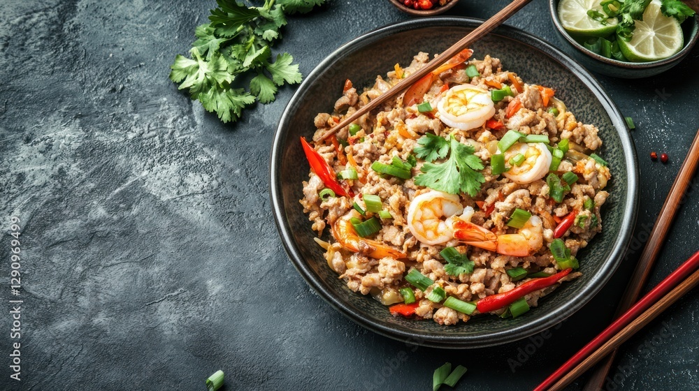 Vibrant Asian Cuisine with Shrimp and Vegetables Vibrant Asian Cuisine with Shrimp and Vegetables
