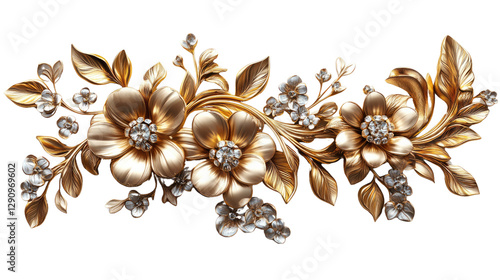 Golden Floral Ornament: Exquisite golden floral ornament with intricate details, creating an aura of elegance and sophistication.