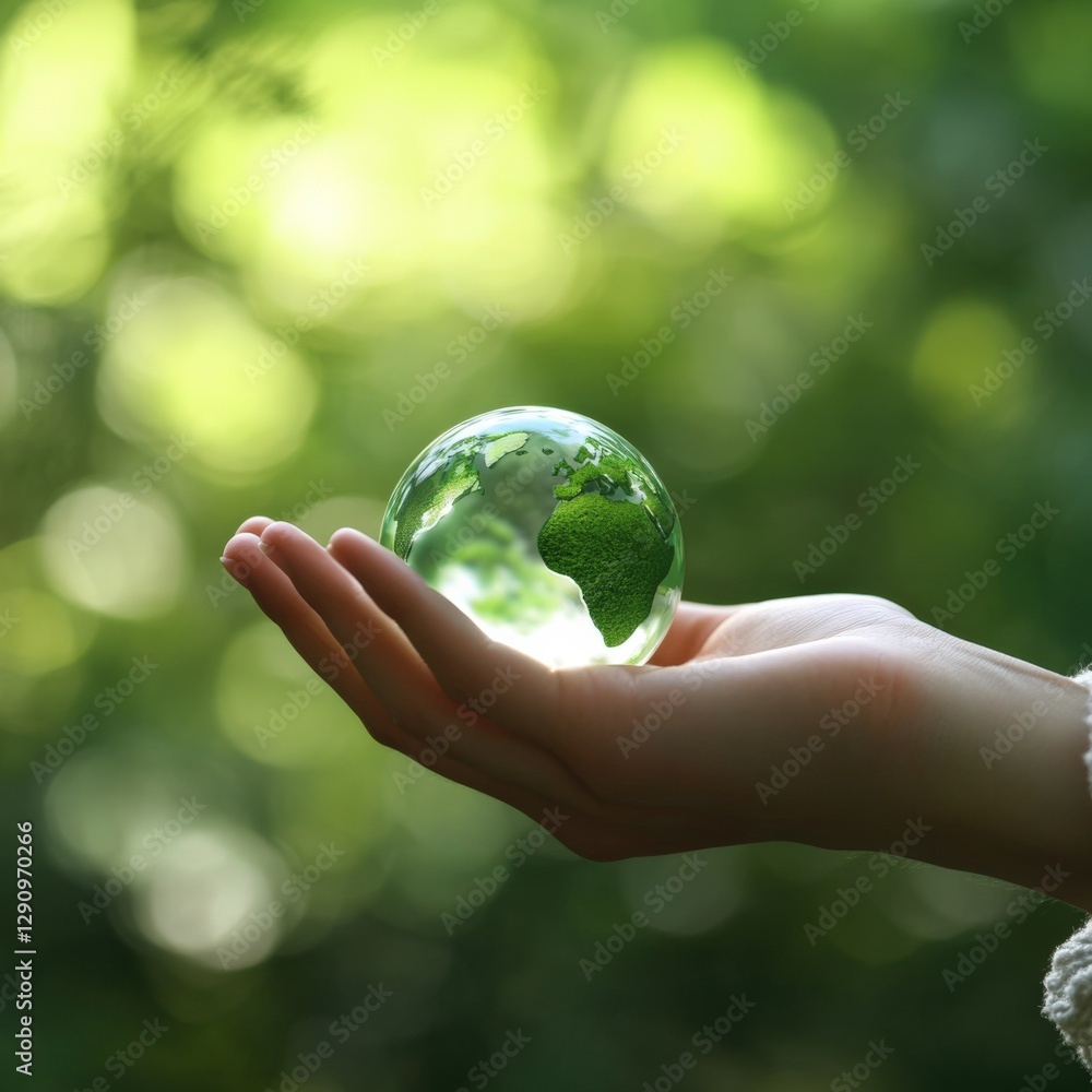 hand holding earth globe in nature hand holding earth globe in nature