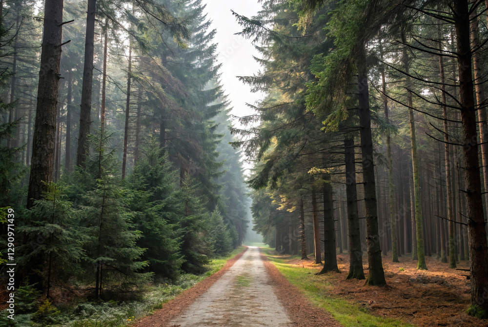 Naklejka premium I walk through a majestic pine forest, increasingly imposing
