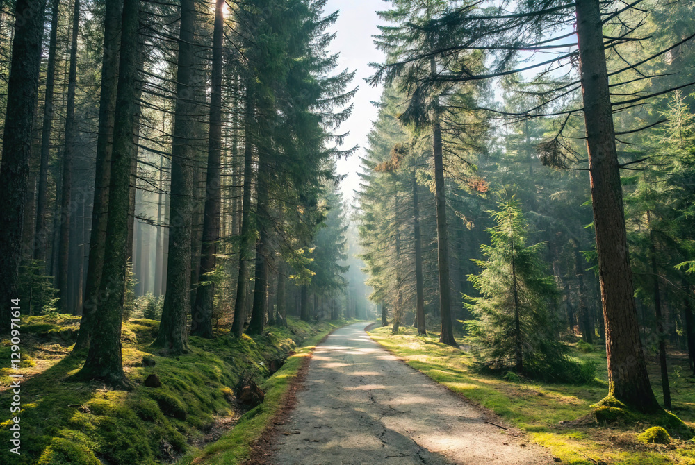 Obraz premium I walk through a majestic pine forest, increasingly imposing